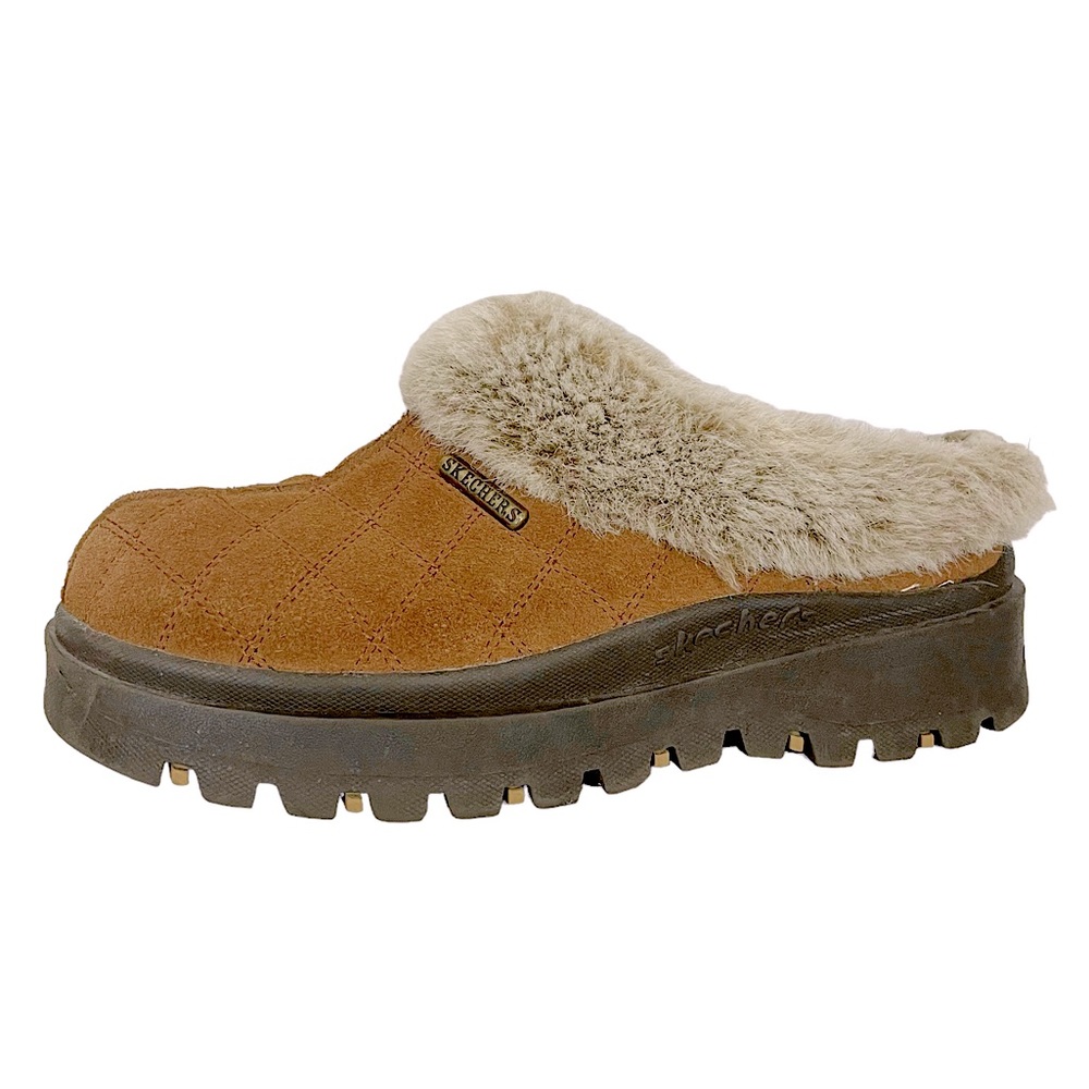 Skechers Brown and Cream Platform Clogs